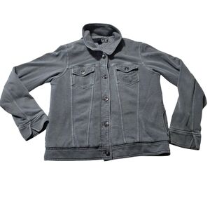 FOX short knit lined gray Shacket size Large Button Down moto